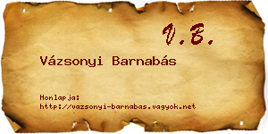 Vázsonyi Barnabás névjegykártya